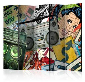 Paravento Graffiti Girl II - composizione musicale su murale colorato
