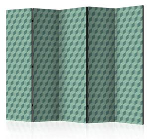 Paravento design Cubetti monocromatici II - sfondo geometrico verde 3D