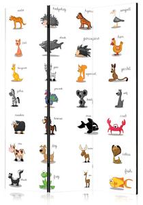 Paravento design Imparare giocando animali - scritte in inglese