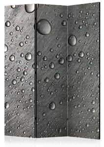 Paravento Superficie d'acciaio con gocce d'acqua - composizione grigia