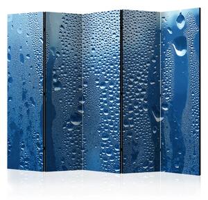 Paravento Gocce d'acqua su vetro blu II - semplice composizione