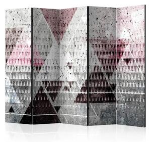 Paravento design Triangoli II - astrazione geometrica su sfondo di cemento