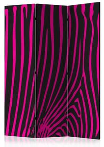 Paravento separè Motivo zebra viola - strisce rosa su sfondo nero