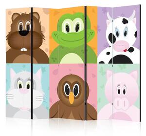 Paravento separè Animali felici II - composizione colorata per bambini