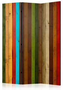 Paravento Arcobaleno di legno - strisce colorate su tavole
