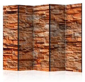 Paravento design Pietra arancione II - composizione con mattoni rossi