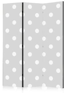 Paravento design Pois gioiosi - semplice composizione a pois grigi