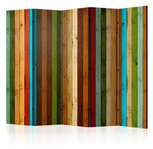 Paravento separè Arcobaleno di legno II - strisce verticali colorate