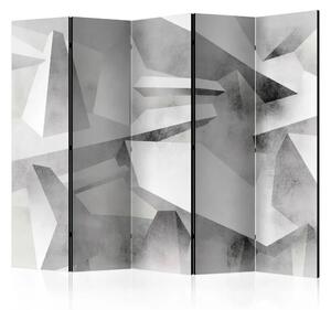 Paravento separè Ali congelate II - composizione grigia geometrica 3D