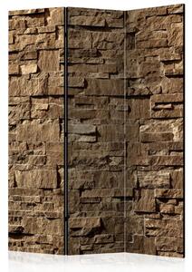 Paravento design Melodia di pietra - composizione marrone, parete