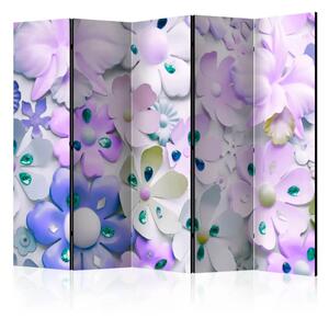 Paravento Dolcezza viola II - composizione con fiori e diamanti