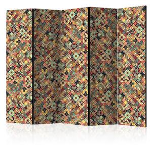 Paravento separè Mosaico arcobaleno II - composizione, sfondo colorato