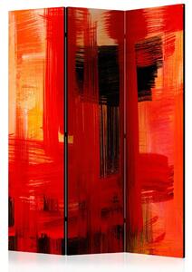 Paravento design Prigione cremisi - astrazione su sfondo rosso