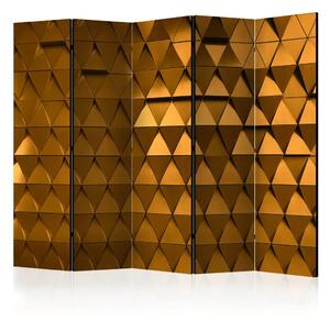 Paravento Armatura d'oro II - sfondo geometrico a triangoli brillanti