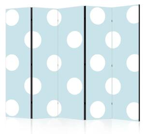 Paravento design Dolcezza blu II - composizione con piccoli puntini bianchi