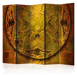 Paravento design Mandala: Poema dorato II - composizione su sfondo etnico
