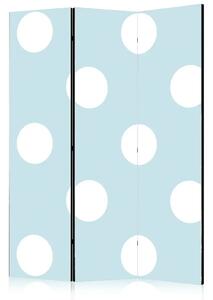Paravento design Dolcezza blu - composizione con piccoli puntini bianchi