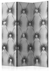 Paravento Lusso Argentato - texture grigia con bottoni di cristallo