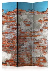 Paravento design Segreti del Muro - composizione con texture di mattoni rossi