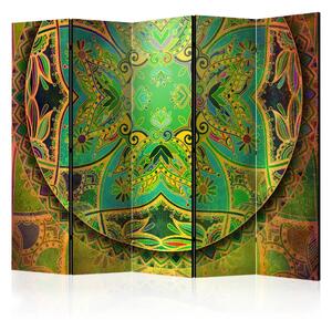 Paravento separè Mandala: Fantasia Smeraldo II - sfondo etnico colorato