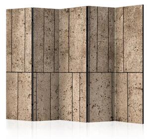Paravento Muro Beige II - texture di piastrelle di cemento su muro marrone