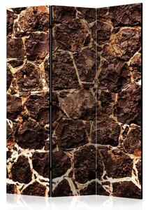 Paravento design Caverna Marrone - texture di mattoni di pietra marrone