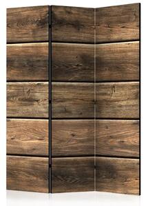 Paravento Composizione Boschiva - texture elegante di tavole di legno scuro