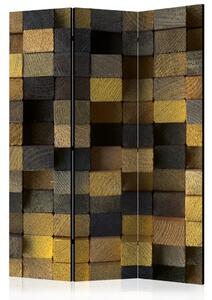 Paravento design Cubi di Legno - texture a scacchiera di legno con figure geometriche