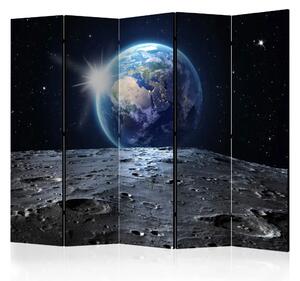 Paravento separè Vista del Pianeta Blu II - la luna su uno sfondo stellato