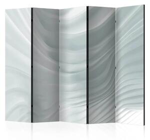 Paravento design Waving White II - spazio astratto con onde azzurre