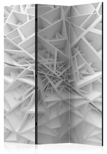 Paravento separè Ragnatela bianca - motivi astratti con figure geometriche bianche