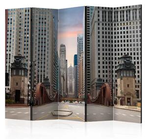 Paravento design Chicago Street II - paesaggio urbano con grattacieli