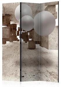 Paravento design Labirinto di cemento - spazio astratto con figure geometriche