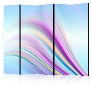 Paravento design Sfondo astratto arcobaleno II - onde astratte su sfondo blu