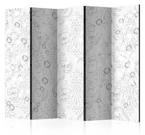 Paravento separè Ornamenti con diamanti II - romantico muro bianco con ornamenti