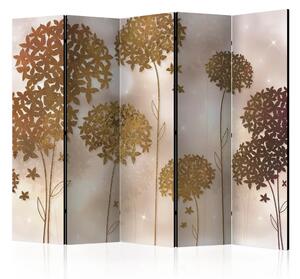 Paravento design Golden Garden II - piante dorate con stelle
