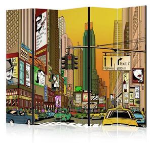 Paravento design New York - una città piena di vita II - astrazione in stile fumetto