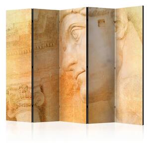 Paravento design Dio greco II: architettura e scultura in un tema retrò arancione