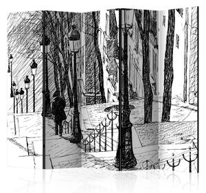 Paravento design Scale - Montmartre II - città in bianco e nero