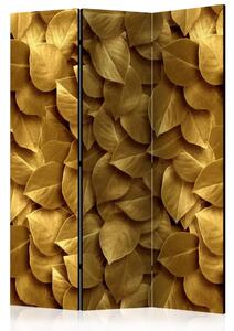 Paravento design Foglie d'oro - composizione vegetale di foglie d'oro