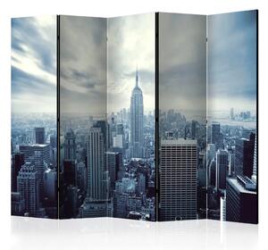 Paravento design Blue York II - panorama dei grattacieli di NYC