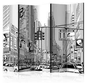 Paravento design Per le strade di New York II: architettura cittadina in stile fumetto