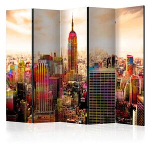Paravento design Colors of New York City IV - NYC con accenti colorati