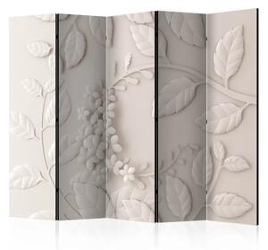 Paravento design Fiori di carta crema II - motivi in ​​stile vegetale su sfondo beige