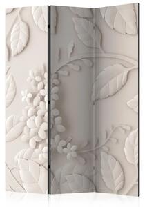 Paravento design Fiori di carta crema - motivo vegetale su sfondo beige