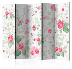 Paravento design Piaceri Rosa II - romantici fiori rosa su sfondo chiaro