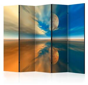 Paravento Portami sulla Luna II - panorama del cielo con la luna e il riflesso