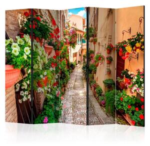 Paravento separè Vicolo in Umbria II - Strada italiana con architettura e fiori