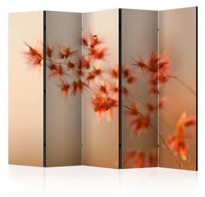 Paravento design Vicino alla Natura II - Pianta con fiori arancioni su sfondo chiaro