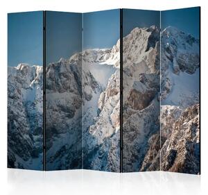 Paravento design Inverno nelle Alpi II - Paesaggio di montagne rocciose coperte di neve